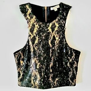 Black & Gold Sequined RacGmail? Vest S